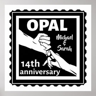 Affiche 14e anniversaire du mariage Opal traditionnel