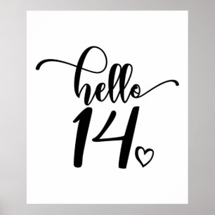 Affiche 14e anniversaire Femmes Bonjour 14 mignonne 14 ans