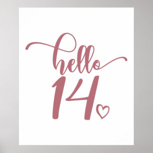 Affiche 14e anniversaire Femmes Bonjour 14 mignonne 14 ans