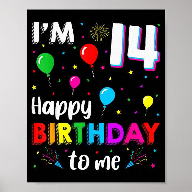 Affiche 14e anniversaire Je suis 14 Joyeux Anniversaire à  (Devant)