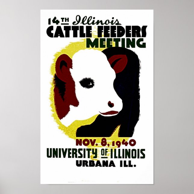Affiche 14e Réunion des éleveurs de bovins de l'Illinois - (Devant)