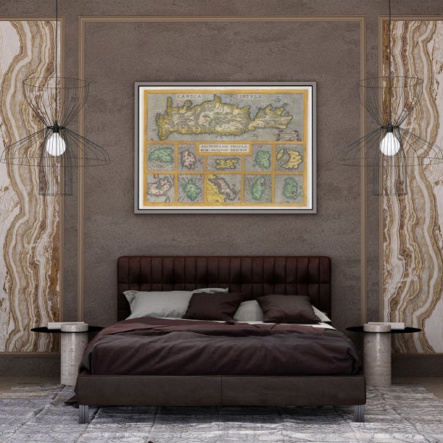 Affiche 1584 Carte d'Ortelius de Crète et 10 îles grecques (Créateur téléchargé)