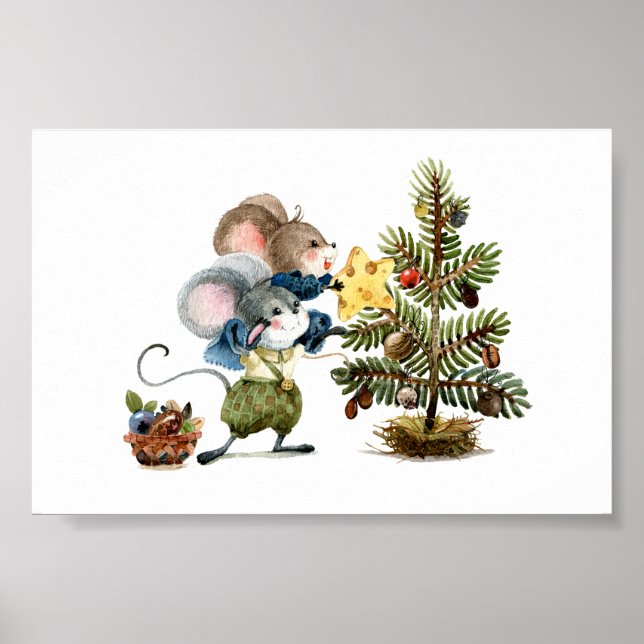 Affiche (15,24 x 10,16cm) - Christmas Mice (Devant)