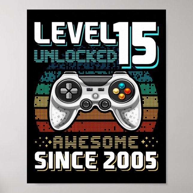 Affiche 15 Déverrouillé Awesome 2005 jeu vidéo 15e anniver (Devant)