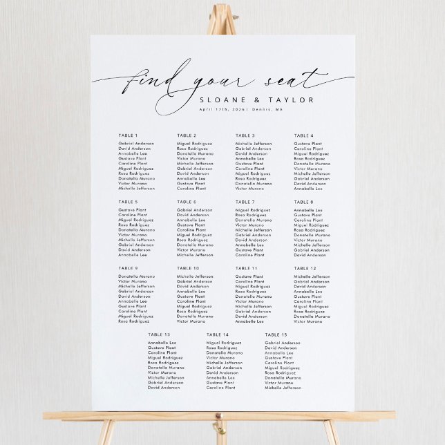 Affiche 15 Tables Élégantes Trouvez Votre Siège Carte De S (Créateur téléchargé)