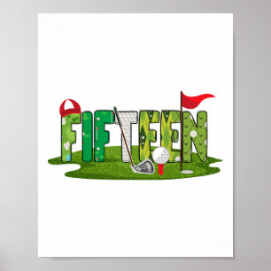 Affiche 15e Anniversaire Golf Thème 15 ans Enfants Sport P