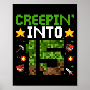 Affiche 15e Anniversaire Joueur Pixel Creepin’ dans 15 Vid