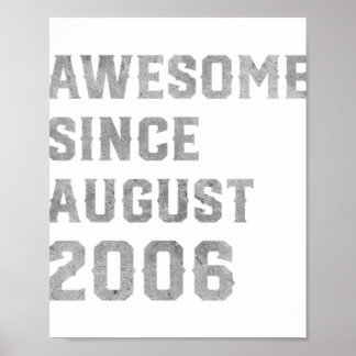 Affiche 15e Birthday Awesome Since Août 2006 15 Year Ol