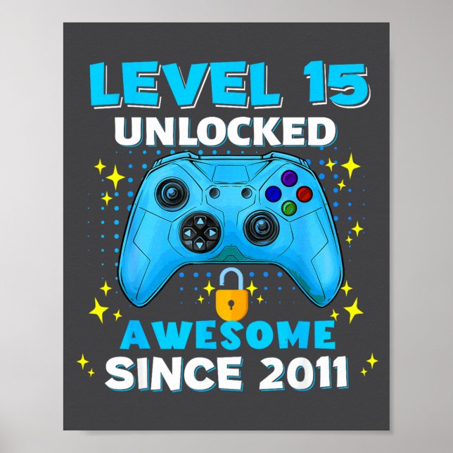 Affiche 15th Birthday For Boys 15 Years Birthday Kids  (Devant)