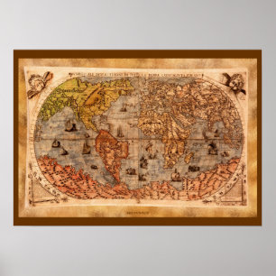 Affiche 15th Century Old World Map Art