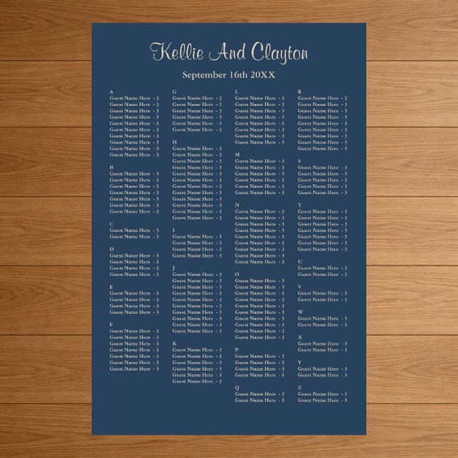 Affiche 160 Classic Blue Simple Mariage Chart (Créateur téléchargé)
