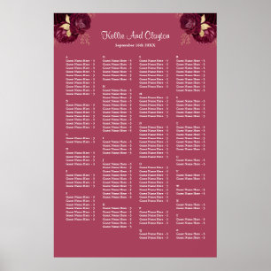 Affiche 160 Mariage Floral Bourgogne Et Or