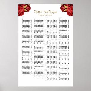 Affiche 160 Mariage Floral Rouge Et Or