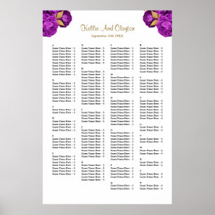 Affiche 160 Mariage Floral Violet Et Or