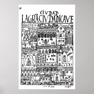 Affiche 1616 Dessin de Cusco, Pérou