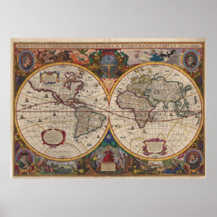 Affiche 1633 Nova Totius Terrarum Orbis Geographia