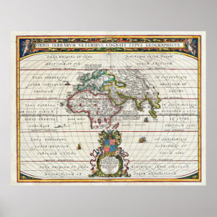 Affiche 1650 Carte du monde antique de Jansson