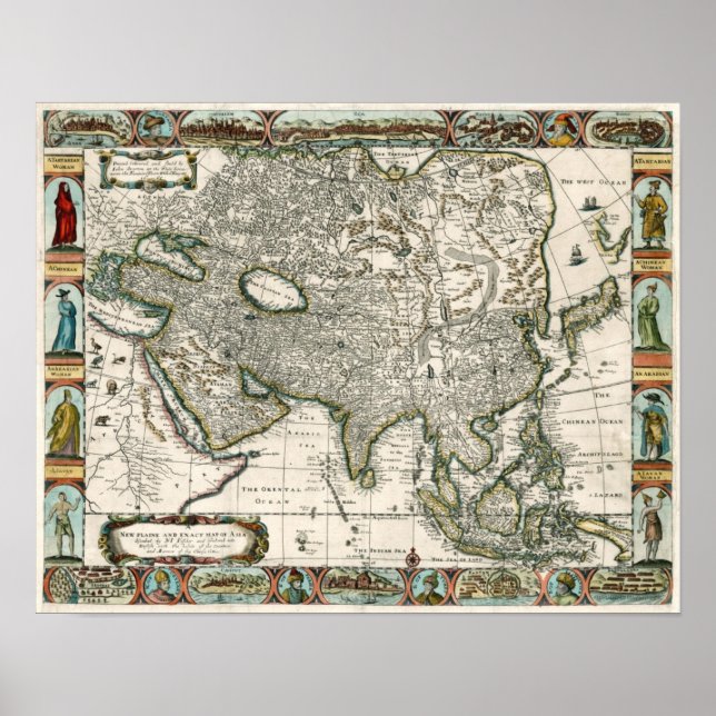 Affiche 1666 Vintage Map of Asia (Devant)