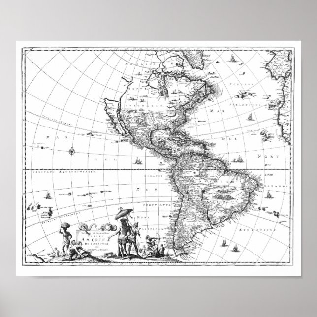 Affiche 1671 Carte Totius Americae Description (Devant)