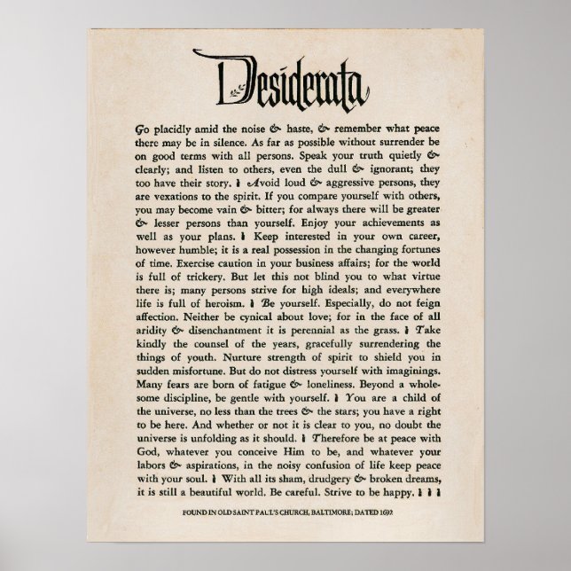 Affiche 1692 - Desiderata (Devant)