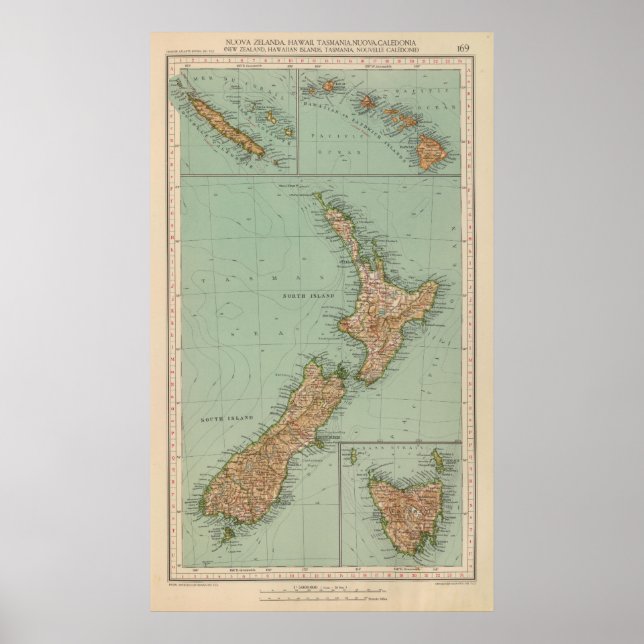 Affiche 169 Nouvelle-Zélande, Hawaï, Tasmanie (Devant)
