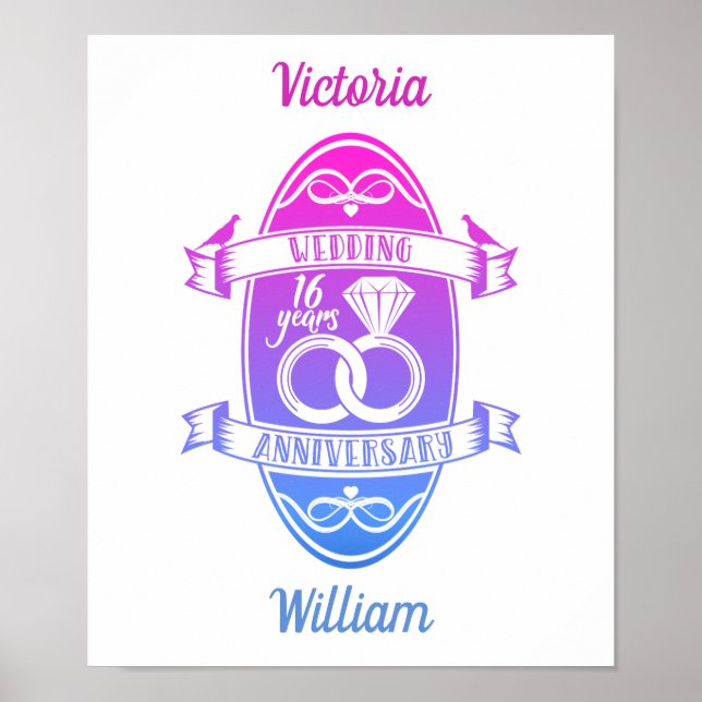 Affiche 16 ans 16e anniversaire de mariage (Devant)