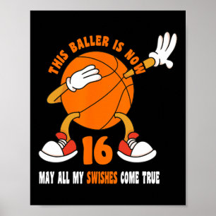 Affiche 16 ans Joyeux 16e anniversaire Basketball 16e Bi