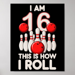 Affiche 16 ans Old Bowling Party 16e anniversaire est comm