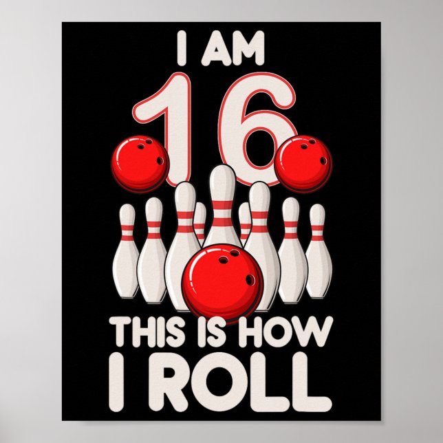Affiche 16 ans Old Bowling Party 16e anniversaire est comm (Devant)