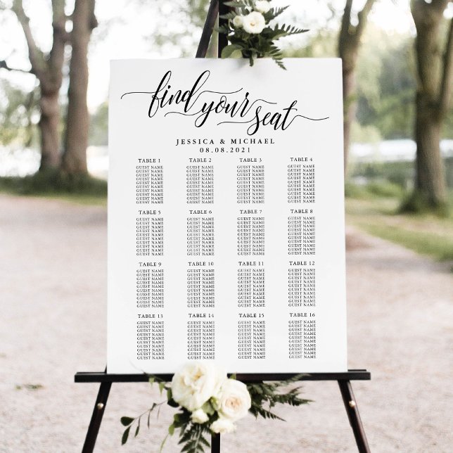 Affiche 16 Grande Table Plan de Sièges des Invités de Mari (Créateur téléchargé)