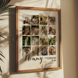 Affiche 16 photos collage de photos de maman Souvenir