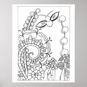 Affiche 16 po x 20 po Moth, escargot aux fleurs d'imaginai