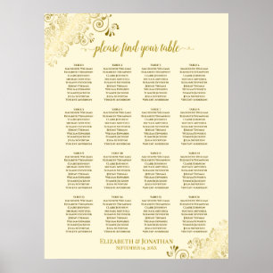 Affiche 16 Table Gold Frills Wedding Seating Chart Cream