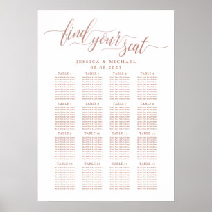 Affiche 16 Table Rose Gold Plan de table de mariage pour i