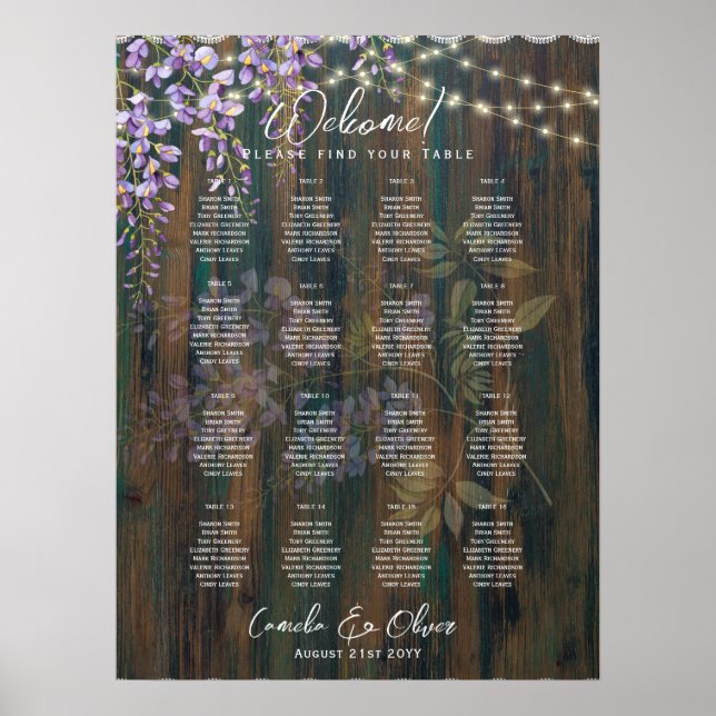 Affiche 16 Table WISTERIA Rustique Dentelle PLATEAU GRAPHI (Devant)