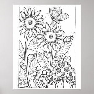 Affiche 16"x 20" Poumons et papillon à fleur