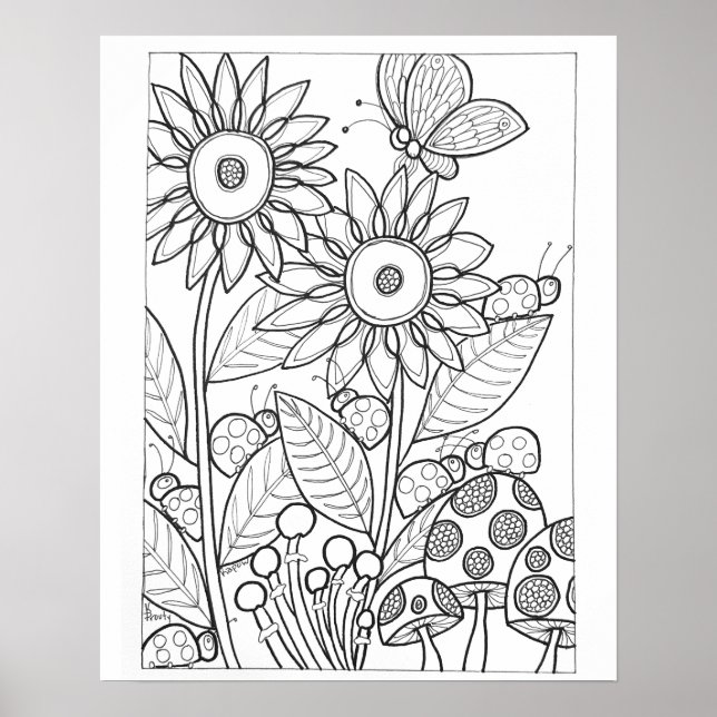 Affiche 16"x 20" Poumons et papillon à fleur (Devant)