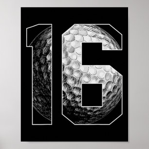 Affiche 16e anniversaire Boy Golf Player Golf 16 ans