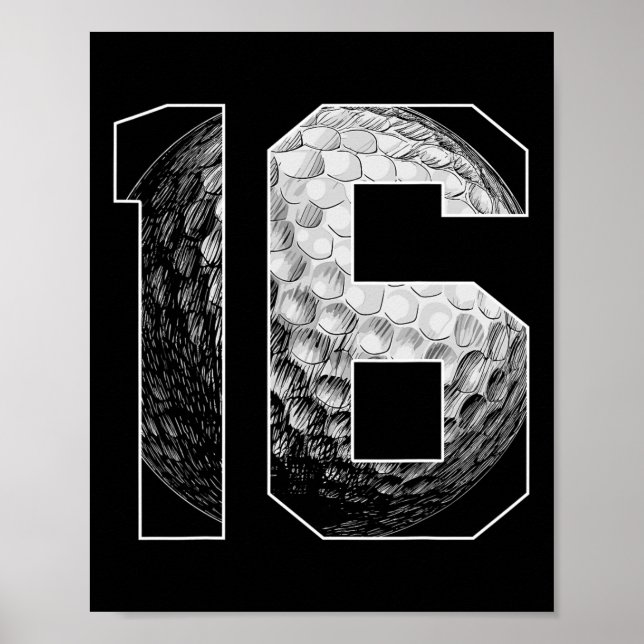 Affiche 16e anniversaire Boy Golf Player Golf 16 ans (Devant)