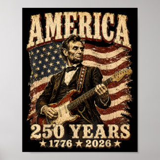 Affiche 16e président jouant de la guitare 250 ans d'Améri