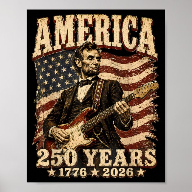 Affiche 16e président jouant de la guitare 250 ans d'Améri (Devant)