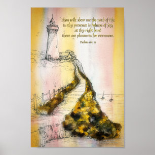 Affiche 16h11 de psaume d'encre d'aquarelle de phare
