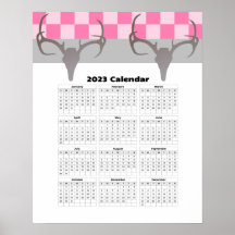 16x20 Antlers de crâne de cerf 2023 Calendrier du