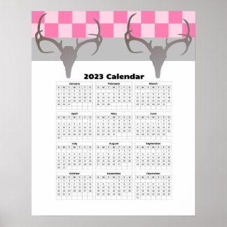 Affiche 16x20 Antlers de crâne de cerf 2023 Calendrier du