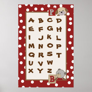 Affiche 16x24 Nursery Art ABC Chart Boutons Cocalos