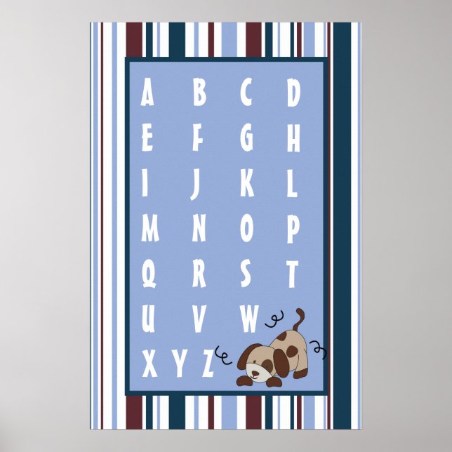 Affiche 16x24 Nursery Art ABC Chart Lil League Chien chiot (Devant)
