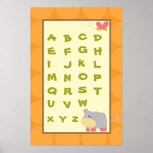 Affiche 16x24 Nursery Art ABC Graphique Tropical Punch Gir