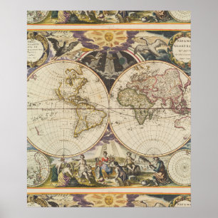 Affiche 1702 Une nouvelle carte du monde