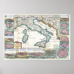 Affiche 1706 de la Feuille Carte d'Italie