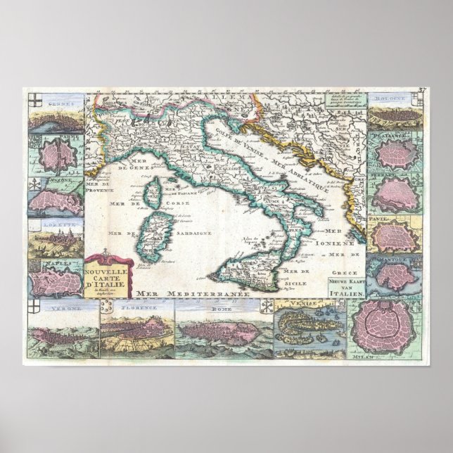 Affiche 1706 de la Feuille Carte d'Italie (Devant)